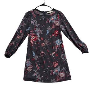LOFT Floral Shift Mini Dress Petite 0P Dark Academia Cottagecore Boho Romantic